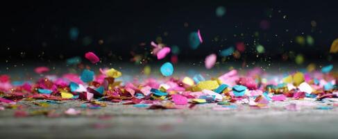 The Vibrant Confetti Falling from Above in a Festive Celebration Scene photo