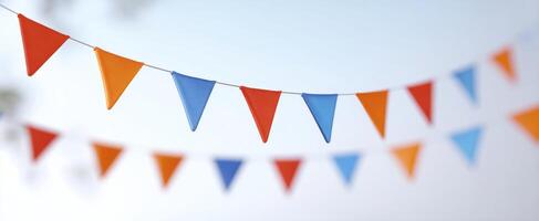 The Colorful Bunting Flags Creating a Festive Atmosphere Outdoors photo