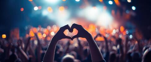 The Heart Shaped Gesture Amidst a Vibrant Concert Crowd photo