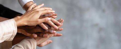 The Interconnected Hands Symbolizing Unity and Collaboration in Diverse Communities photo