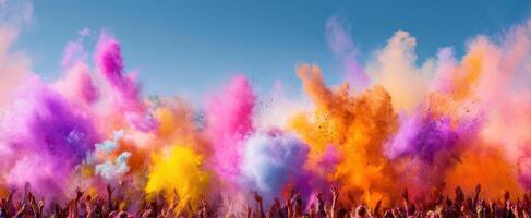 The vibrant celebration of colors at a lively festival event. photo
