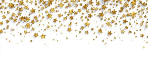The sparkling golden stars creating a festive celebration background design. photo