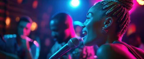 The passionate singer captivating the audience with an electrifying performance. photo