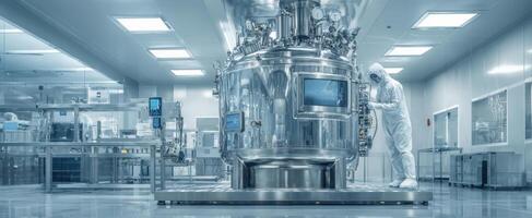 The high-tech bioreactor in a modern laboratory setting. photo