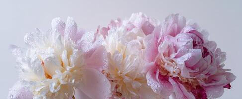 The Beautiful Peonies With Dew Drops Capturing Nature's Elegance photo