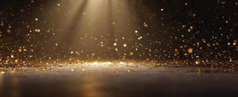 The golden sparkle effect creating a magical atmosphere for celebrations. photo