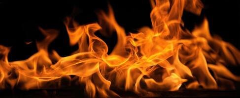 The mesmerizing dance of flames illuminating a dark background. photo
