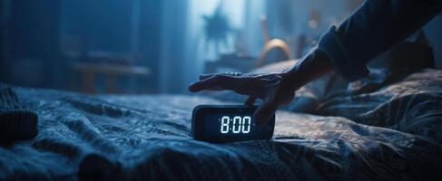 The digital alarm clock signaling the start of a new day photo