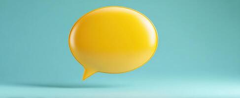 The vibrant yellow speech bubble representing communication in a modern design. photo