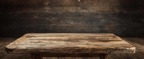 The rustic wooden table showcasing natural beauty and craftsmanship. photo