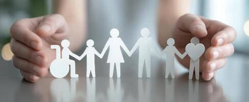 The Hands of Unity Supporting a Diverse Family Concept. photo