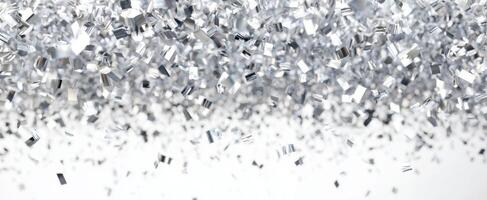 The shimmering silver confetti creating a festive atmosphere for celebrations. photo
