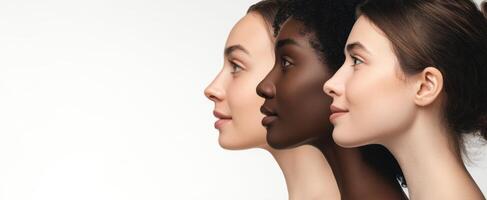 The harmonious profiles of women showcasing diversity and beauty in unity. photo