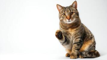 The adorable domestic cat posing gracefully with a charming expression. photo