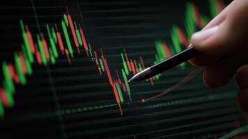 The detailed candlestick chart showcasing market trends and analyses for trading insights. photo