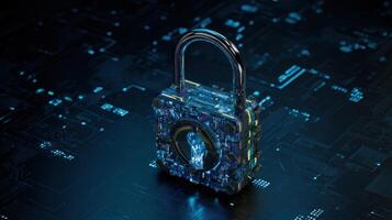The Digital Padlock Representing Advanced Security in Cyber Technology photo