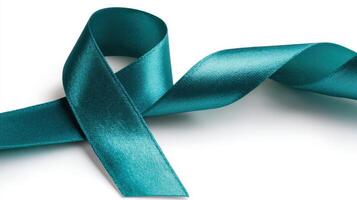 The elegant teal ribbon symbolizing awareness and support in various causes. photo