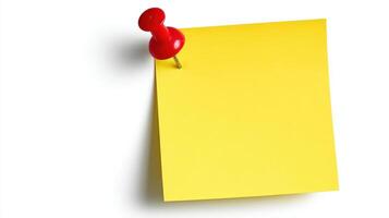 The yellow sticky note with a red pin for reminders and messages photo