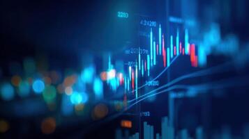 The dynamic stock market data visualization with candlestick analysis and vibrant colors. photo