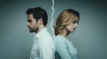 The couple facing emotional distance and separation in a modern portrait. photo