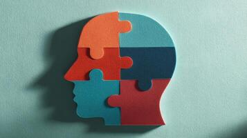 The Puzzle Head Representation of Creative Thinking and Psychology. photo