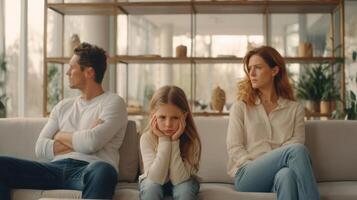 The young girl reflects on the emotional disconnect between her parents during a tense moment. photo