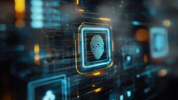 The Digital Fingerprint on a High-Tech Cyber Interface for Security Solutions photo