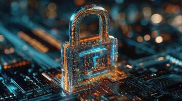 The digital lock representing advanced security in a connected world. photo