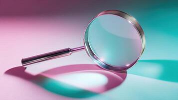 The Magnifying Glass Capturing Light and Shadows in a Colorful Setting photo