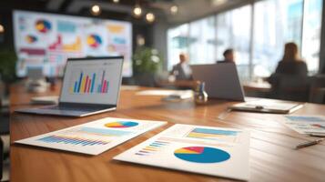 The modern office environment featuring data analysis and teamwork in action photo