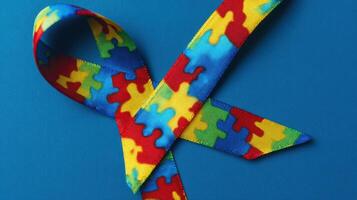 The Colorful Puzzle Ribbon Symbolizing Autism Awareness and Support photo