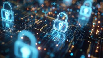 The Digital Locks Representing Advanced Cybersecurity in Modern Technology photo