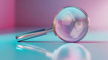 The Magnifying Glass Illuminating Curiosity in a Modern Abstract Environment photo