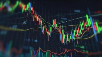 The dynamic candlestick chart illustrating market trends and trading opportunities. photo
