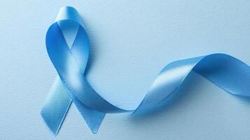The blue ribbon symbolizing awareness and support for health causes. photo