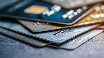 The Stack of Credit Cards on a Countertop, Showcasing Payment Options photo