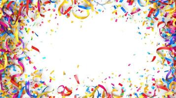 The vibrant confetti and streamers create a festive atmosphere for celebrations. photo