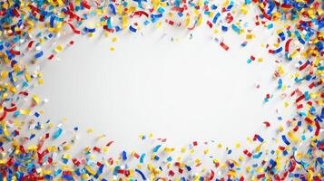 The festive confetti frame creating a joyful atmosphere for celebrations. photo