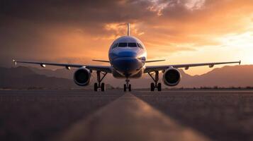 A large airplane on the runway photo