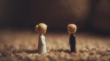 The Figurines of Love Standing Together on a Soft Carpet photo