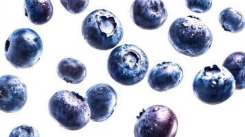 The Fresh Blueberries Soaring Against a Bright Background photo