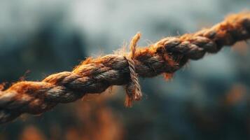The intricate knot in the rope showcasing its natural textures and fibers. photo