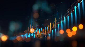 The dynamic financial graph with illuminated trends and vibrant data visualization. photo