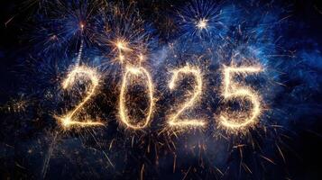 The fireworks display celebrating the arrival of the year 2025 photo