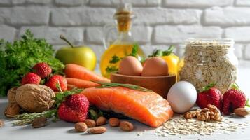 The fresh ingredients showcasing healthy options for a balanced meal preparation. photo