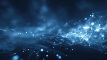 The digital abstract waves of light and technology in a futuristic landscape. photo