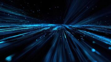 The breathtaking blue light streaks creating a dynamic motion effect. photo