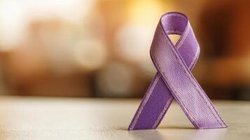 The purple ribbon symbolizing hope and support for various awareness campaigns. photo
