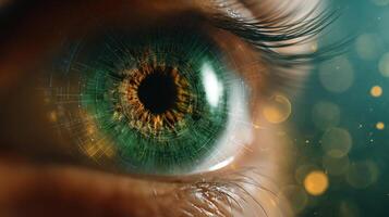 The Eye Illuminated with Digital Features and Abstract Elements photo