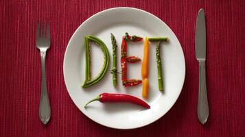 The Diet Displayed with Colorful Vegetables on a White Plate photo
